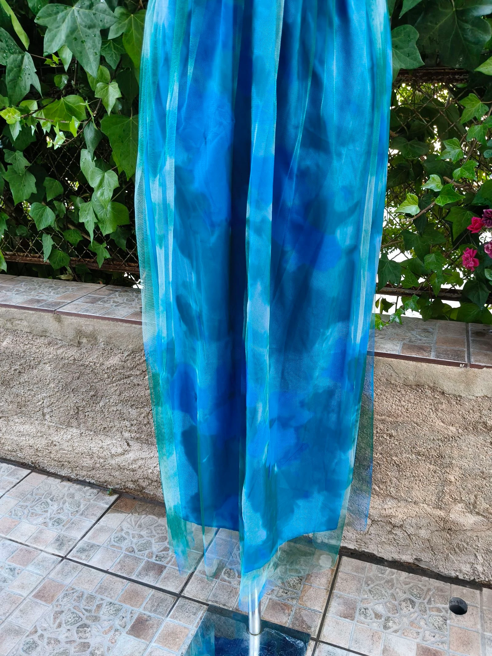 Vestido largo tule azul turquesa cut out – photo 6